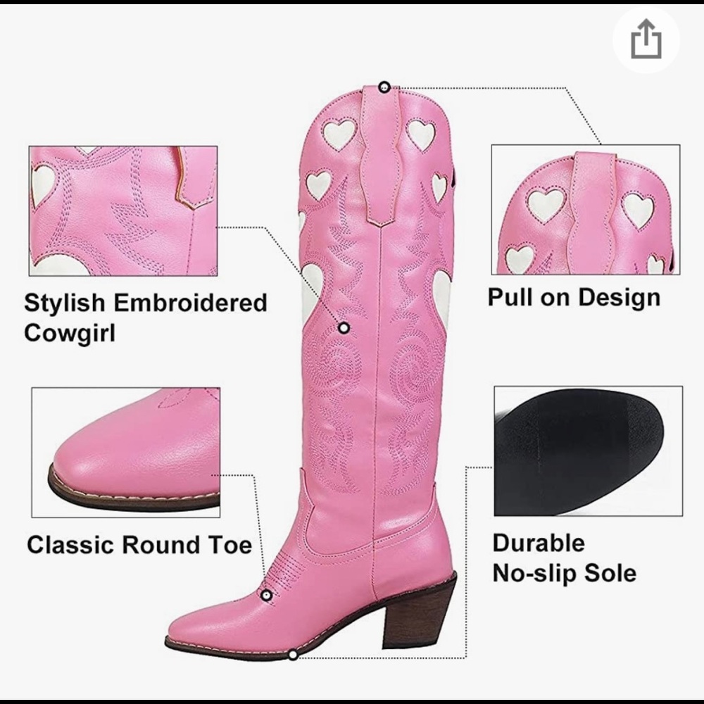 NWOT Women’s mid calf boots with hearts